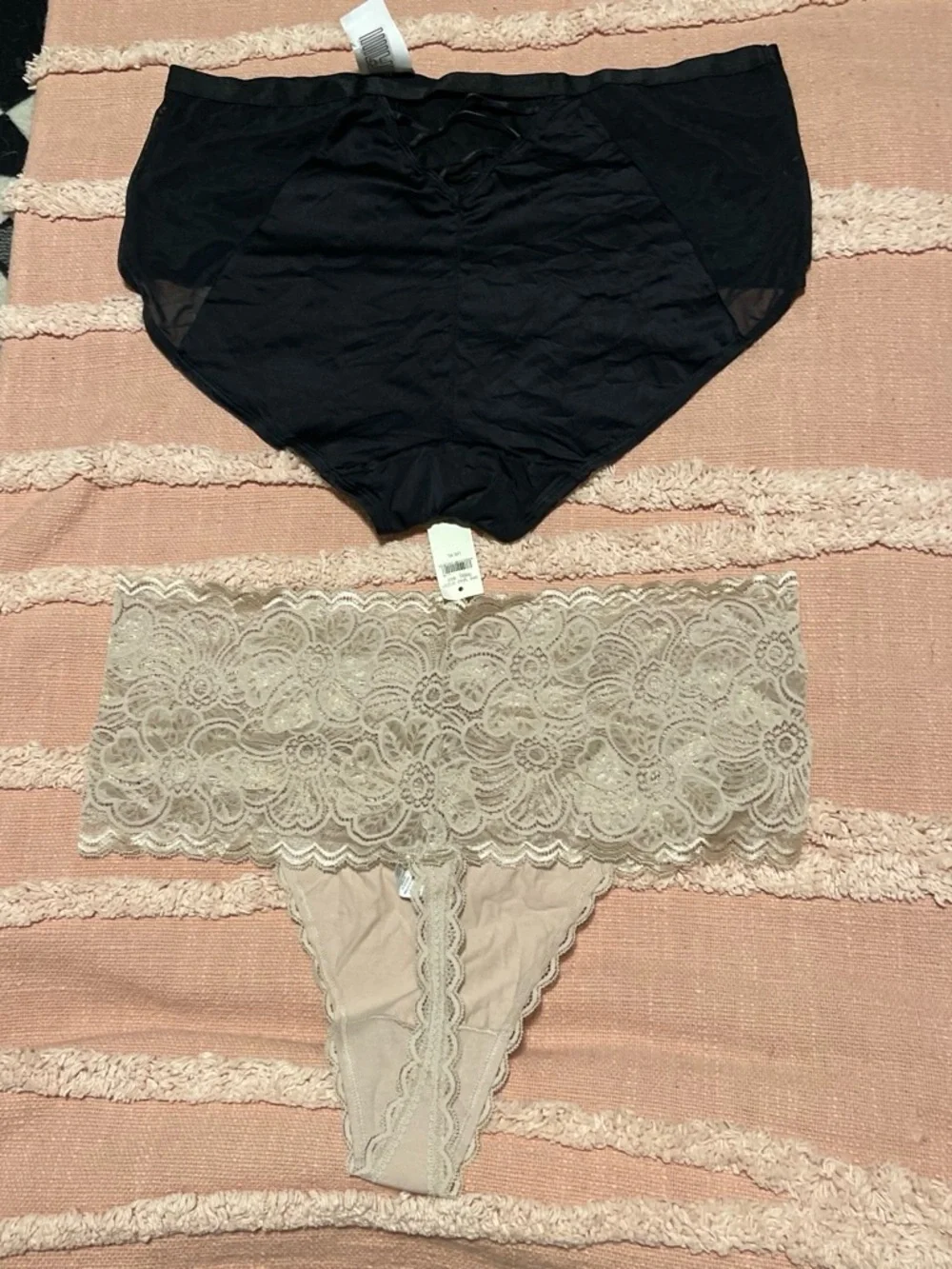 Auden Lace & High-Waist Panty Set - Black & Beige